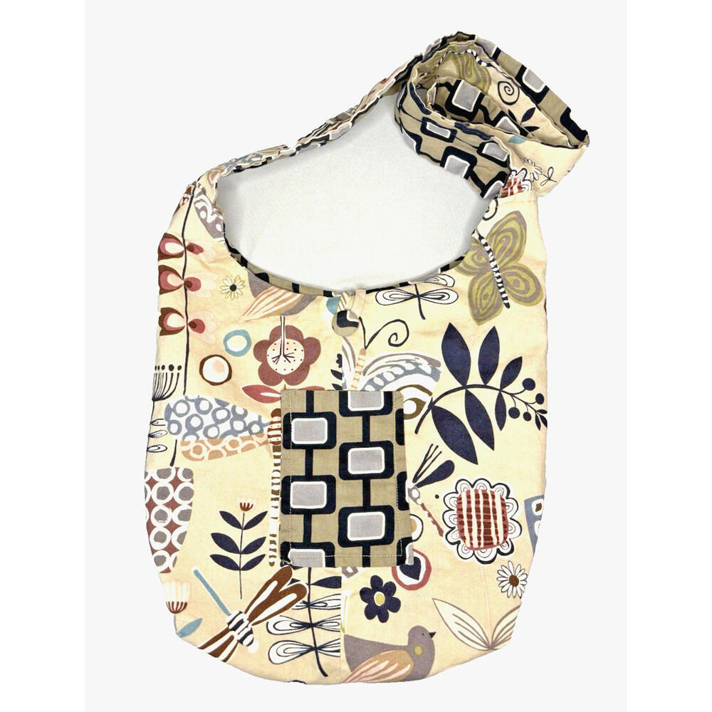 Reversible Crossbody Tote Bag Purse Boho Floral Retro Geometric EUC - Picture 2 of 4
